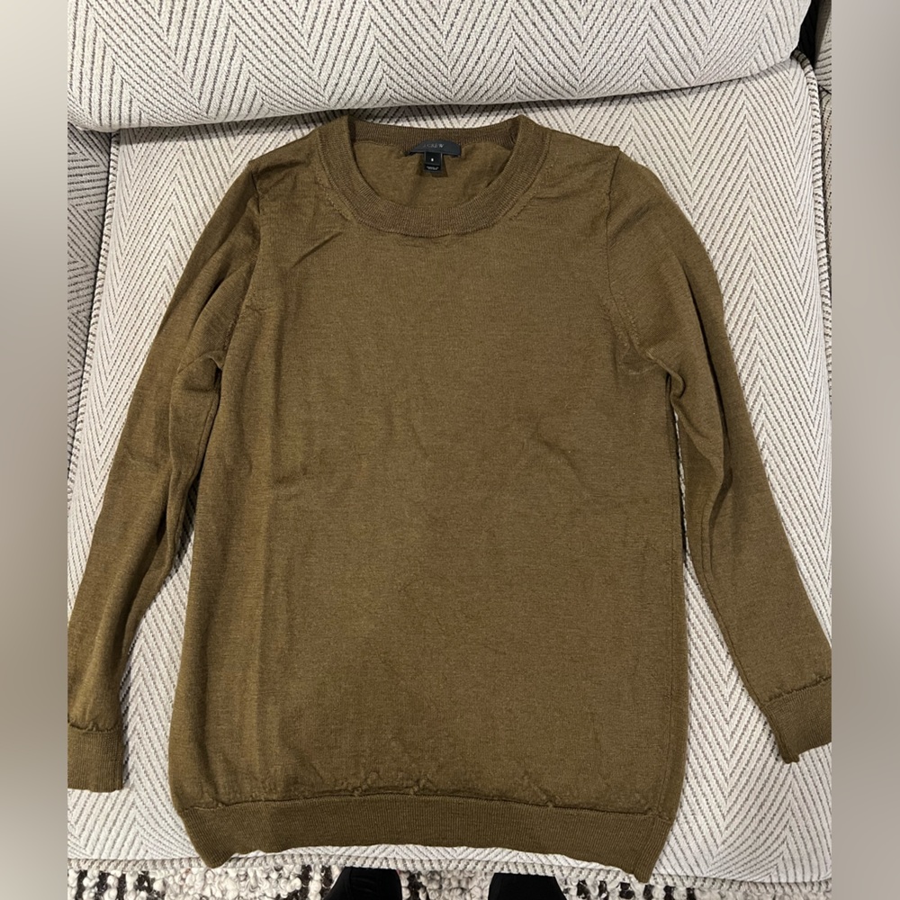 JCrew Womens merino wool crew neck sweater size small olive green